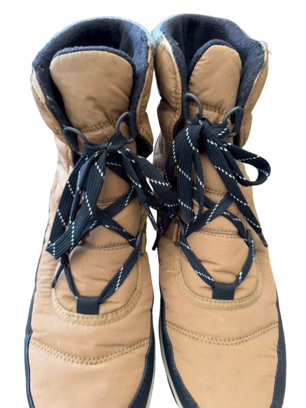 SOREL Whitney Short Lace Snow Boots Brown / Black Size 10 Women's